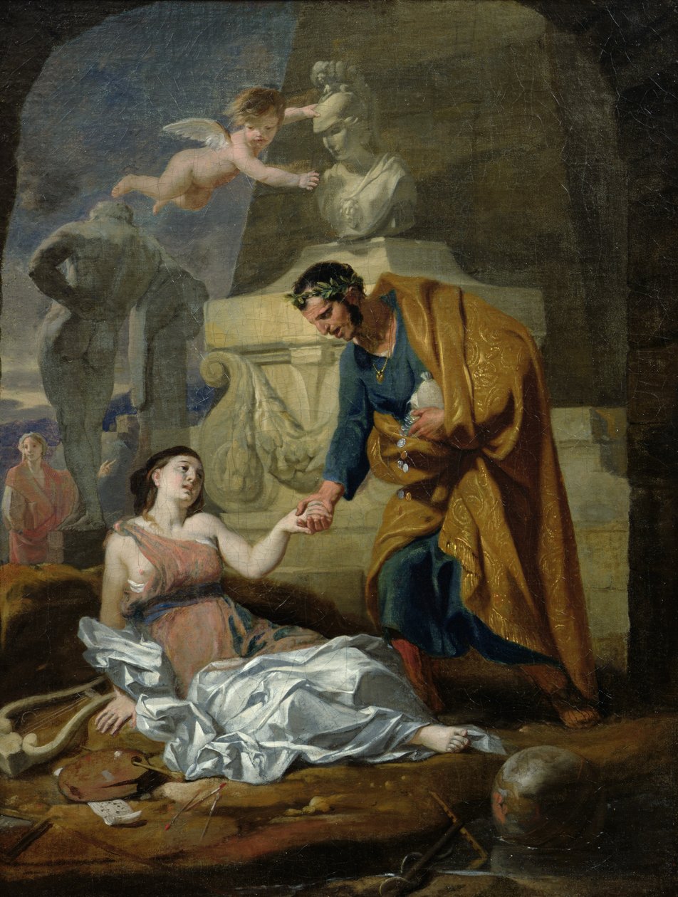 Allegorie van de Kunsten en Patronage of, Keizer Augustus (63-14 v.Chr.) Ondersteunt de Kunsten, 1660-69 door Gerard de Lairesse