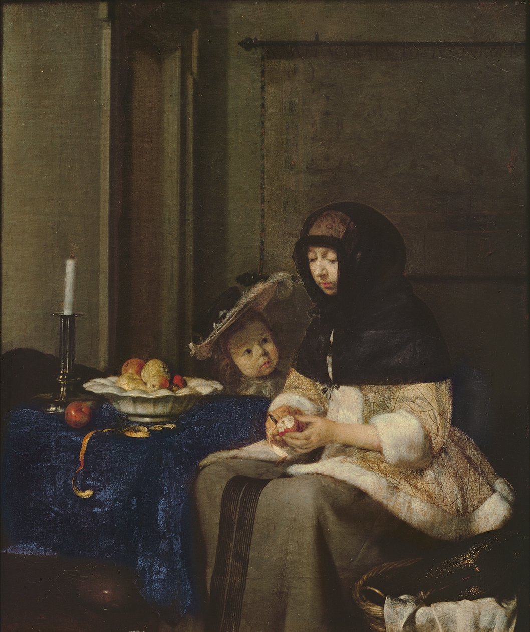 Vrouw die appels schilt, c.1660 door Gerard ter Borch