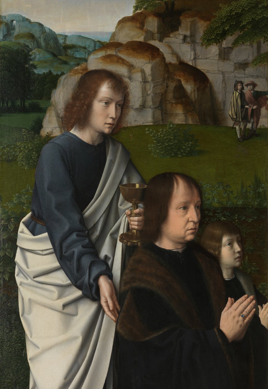(detail) van het linkerpaneel van de Doop van Christus, c.1502-08 door Gerard David
