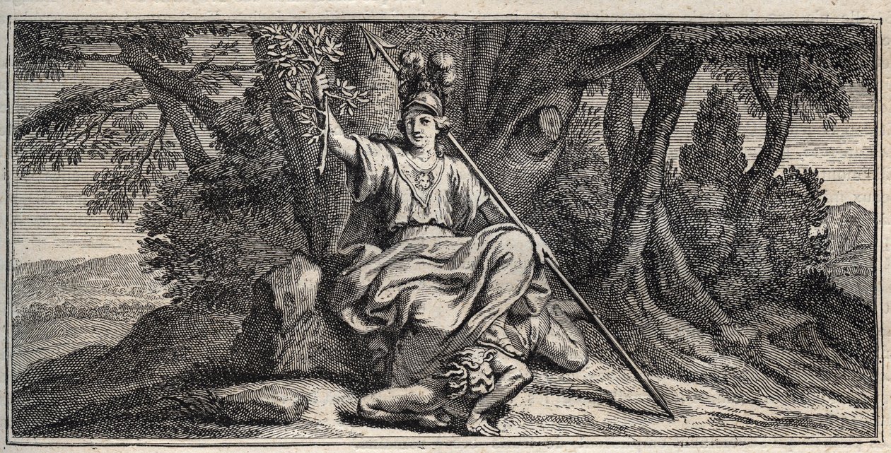 Minerva verslaat Discord - gravure door Gerard Edelinck naar Daniel Halle door Gérard Edelinck