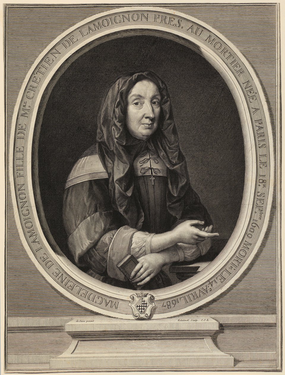 Portret van Madeleine de Lamoignon door Gérard Edelinck