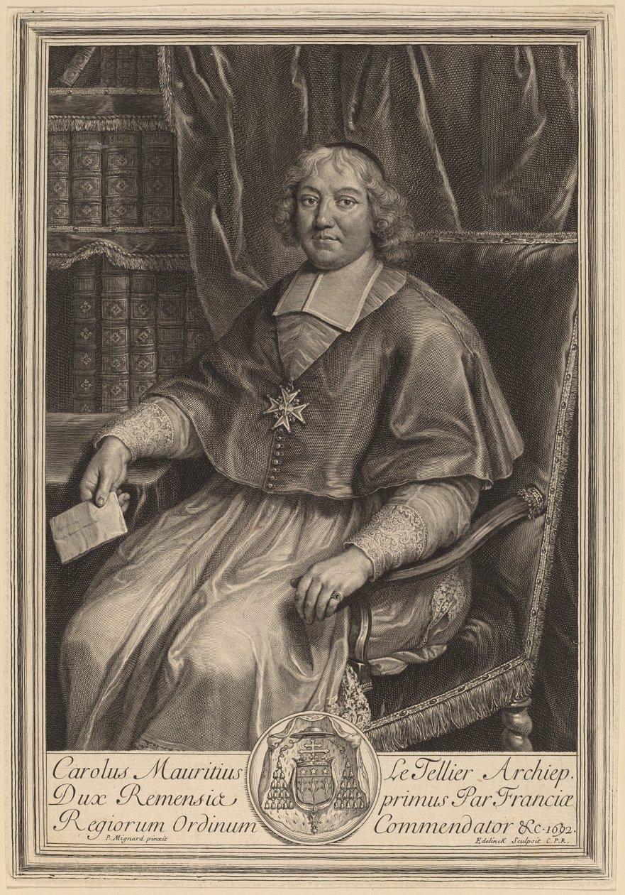 Charles-Maurice Le Tellier door Gerard Edelinck after Pierre Mignard I