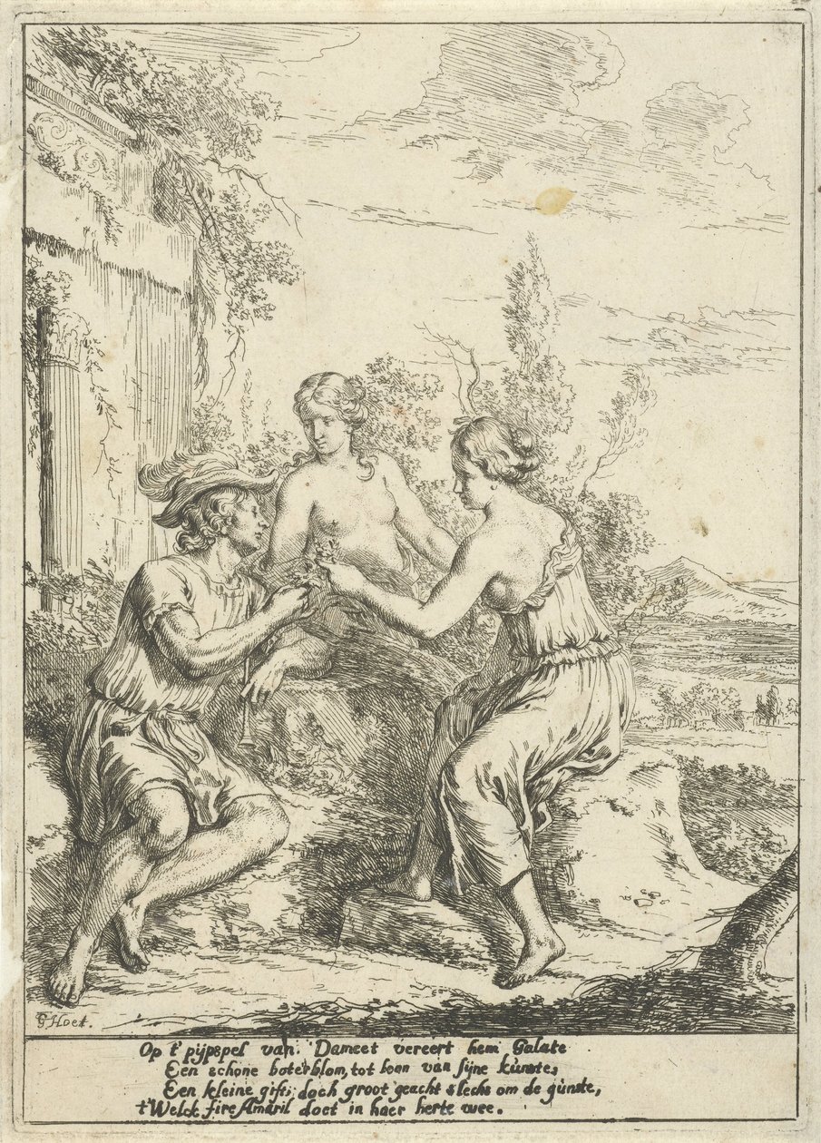 Pastorale scène met Dameet, Galate en Amaril door Gerard Hoet (I)