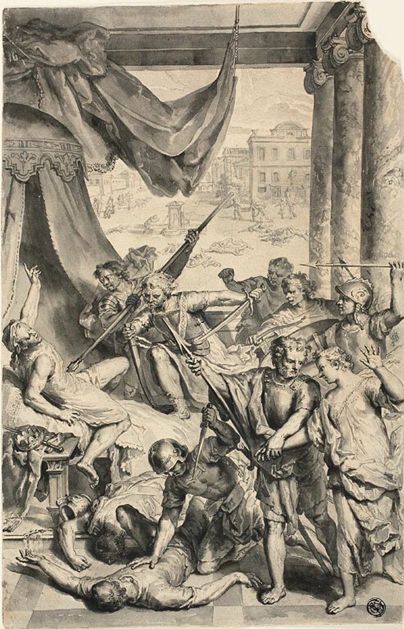 Studie voor Simeon en Levi verslaan de Sichemieten, uit Figures de la Bible door Gerard Hoet I