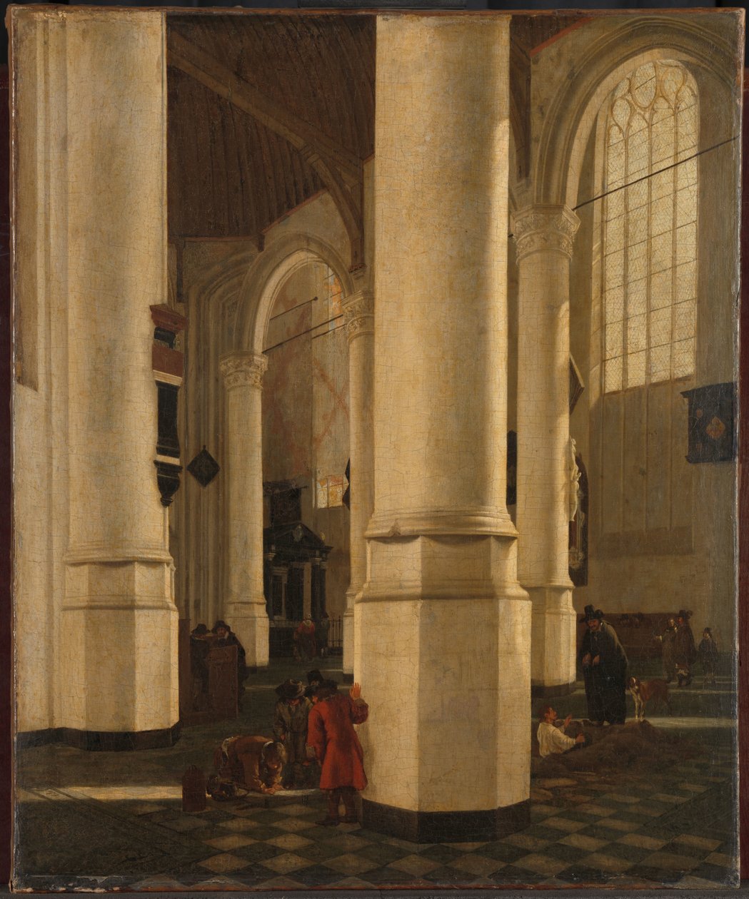 Interieur van de Oude Kerk in Delft, met het graf van viceadmiraal Pieter Pietersz Heijn door Gerard Houckgeest (attributed to)
