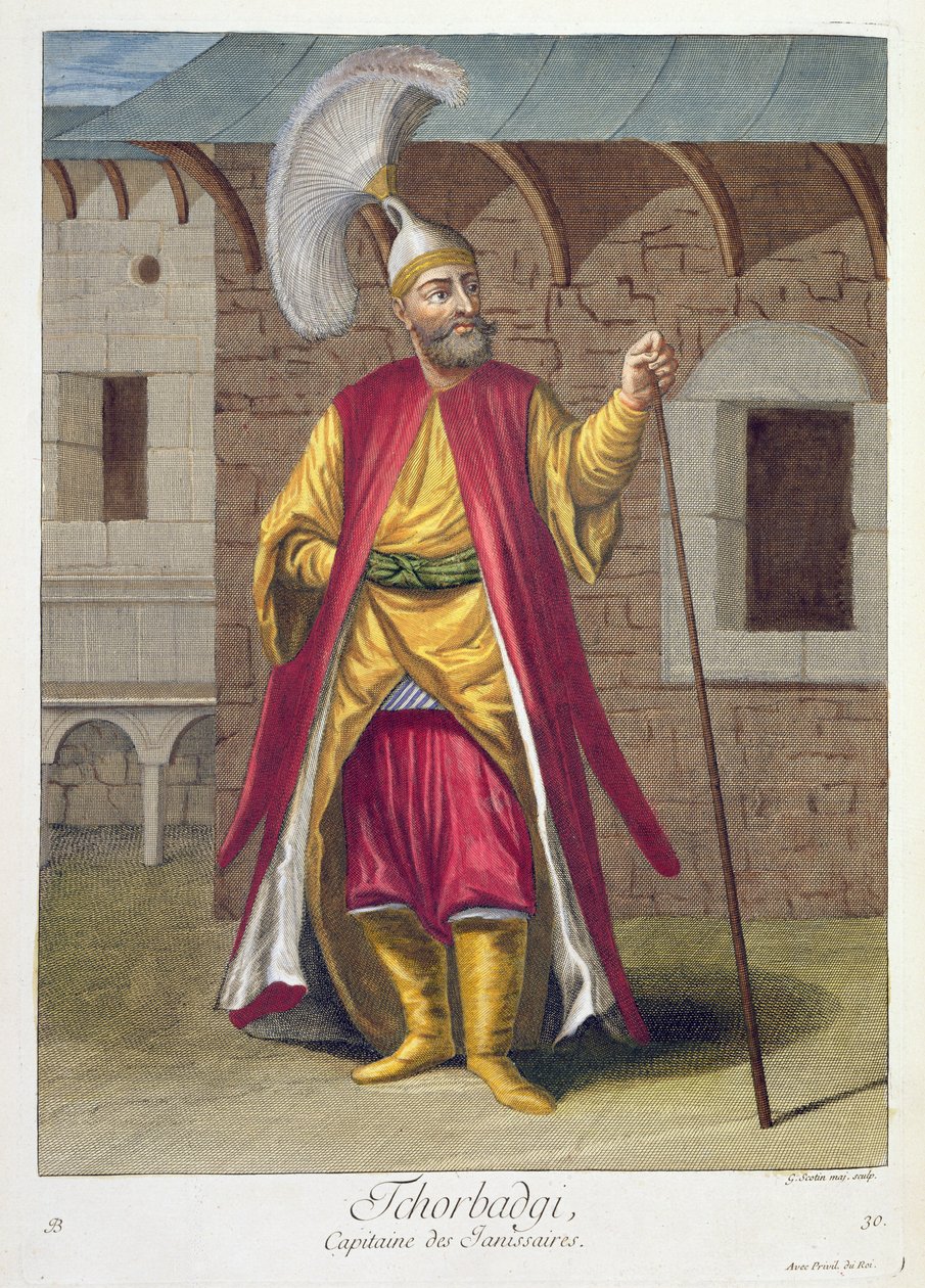 Tchorbadji, kapitein van de janitsaren, 18e eeuw door Gerard Jean Baptiste Scotin