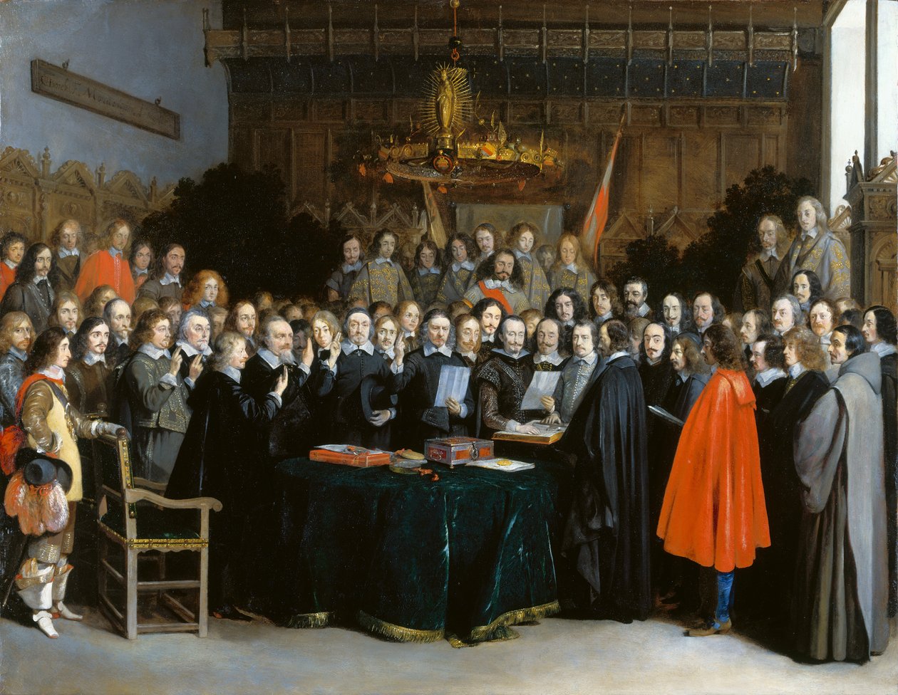 De ratificatie van het Verdrag van Münster door Gerard Ter Borch the Younger