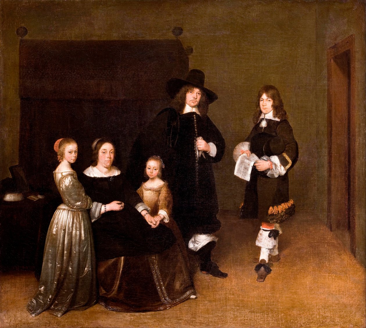 Portret van een familie door Gerard ter Borch