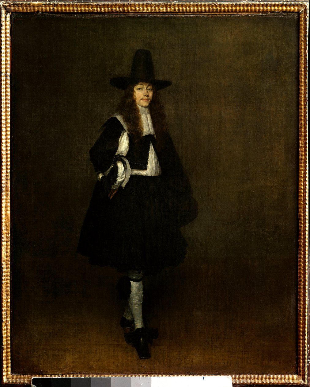 Portret van een man in het zwart door Gerard ter Borch