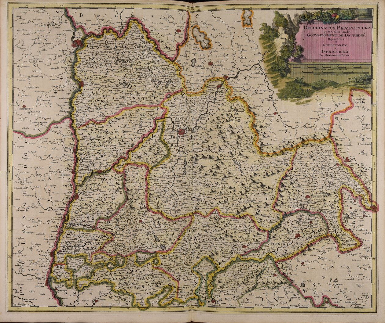 Delphinatus praefectura quae Gallis audit regering van Daufhiné bipartitus in superiorem et inferiorem door Gerard Valck
