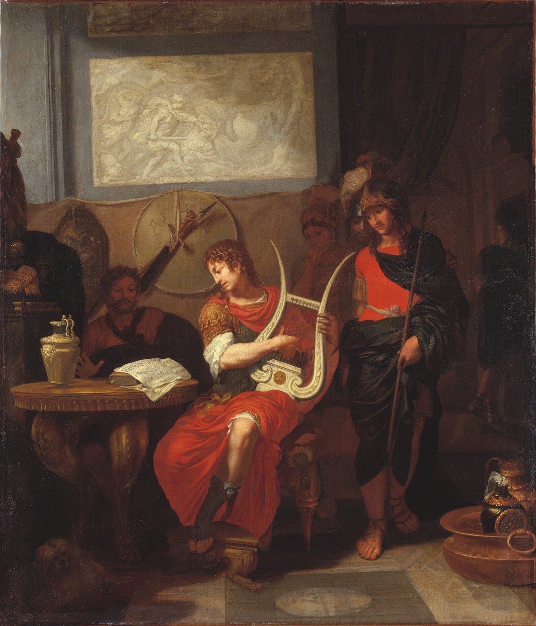 Achilles spielt die Leier bei der Ankunft der Gesandten von Agamemnon door Gerard de Lairesse