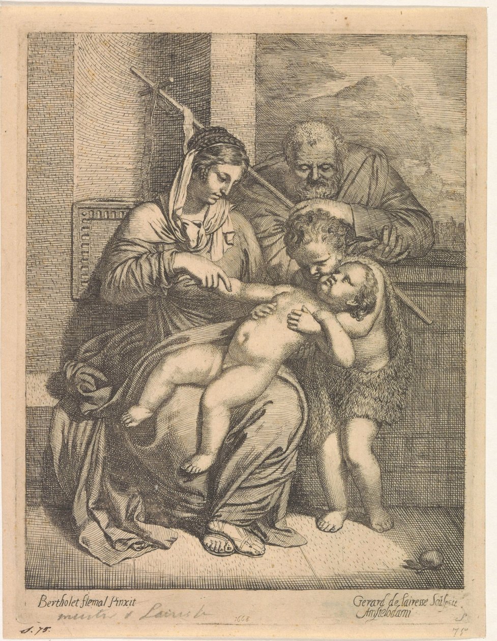 De Heilige Familie met Johannes de Doper door Gerard de Lairesse