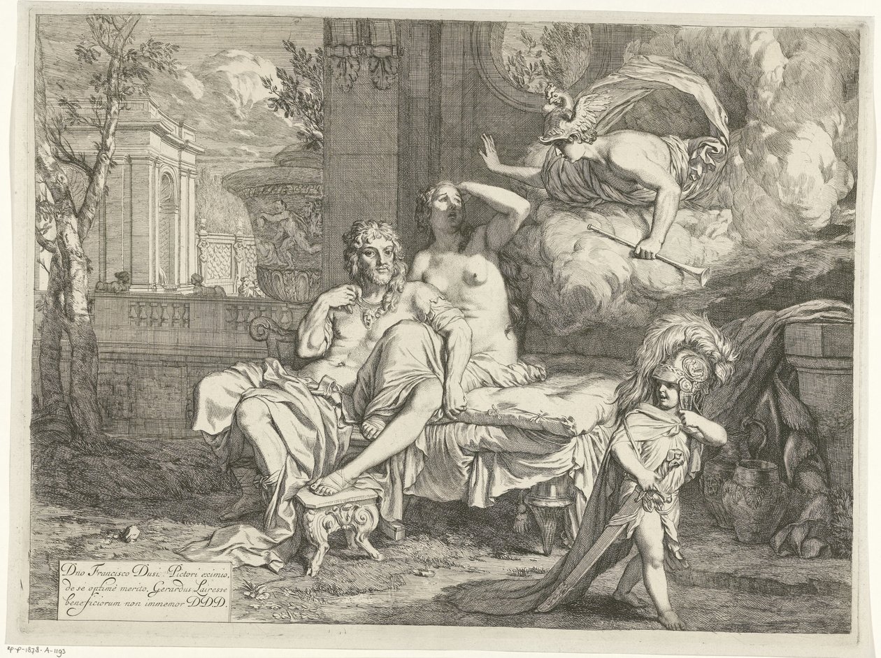 Mercurius beveelt Calypso om Odysseus te laten vertrekken door Gerard de Lairesse