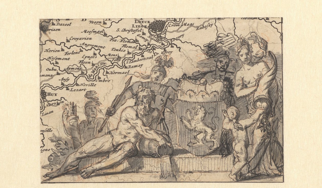 Ontwerp voor een vignet met het wapen van Brabant door Gerard de Lairesse