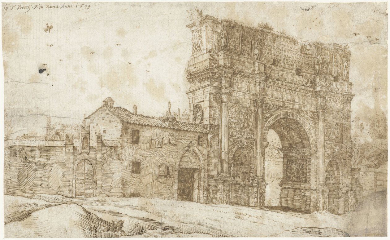 Noordzijde van de Boog van Constantijn, Rome door Gerard ter Borch