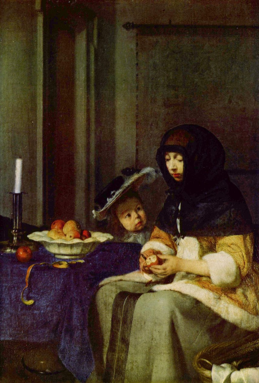 Duits: Apfelschälerin Appelschiller door Gerard ter Borch