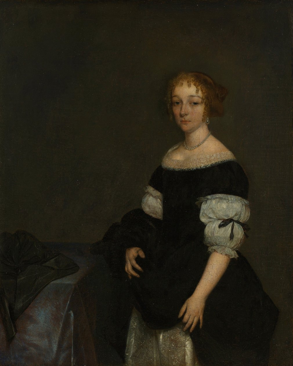 Portret van Aletta Pancras (1649-1707). door Gerard ter Borch