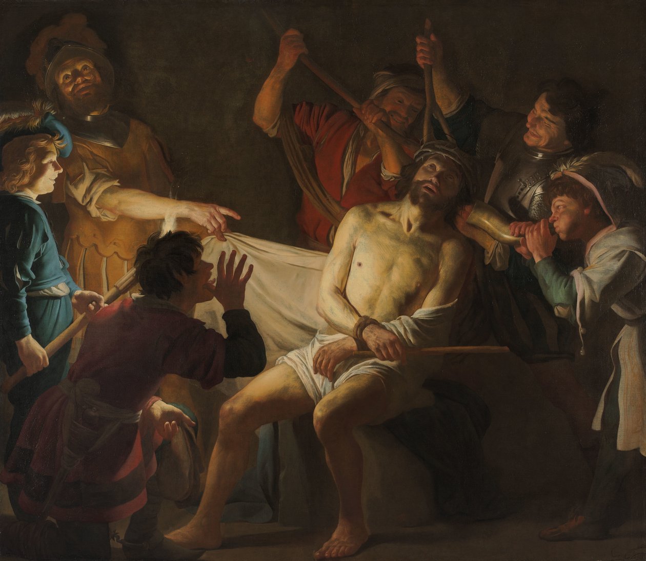 Christus gekroond met Doornen (Matteüs 27:27-31) door Gerard van Honthorst