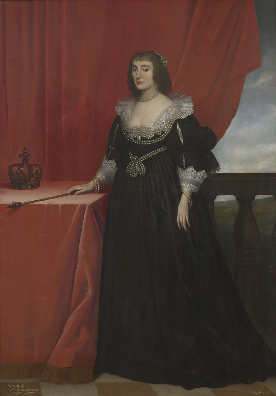 Portret van Elizabeth Stuart, koningin van Bohemen (1596-1662) door Gerard van Honthorst