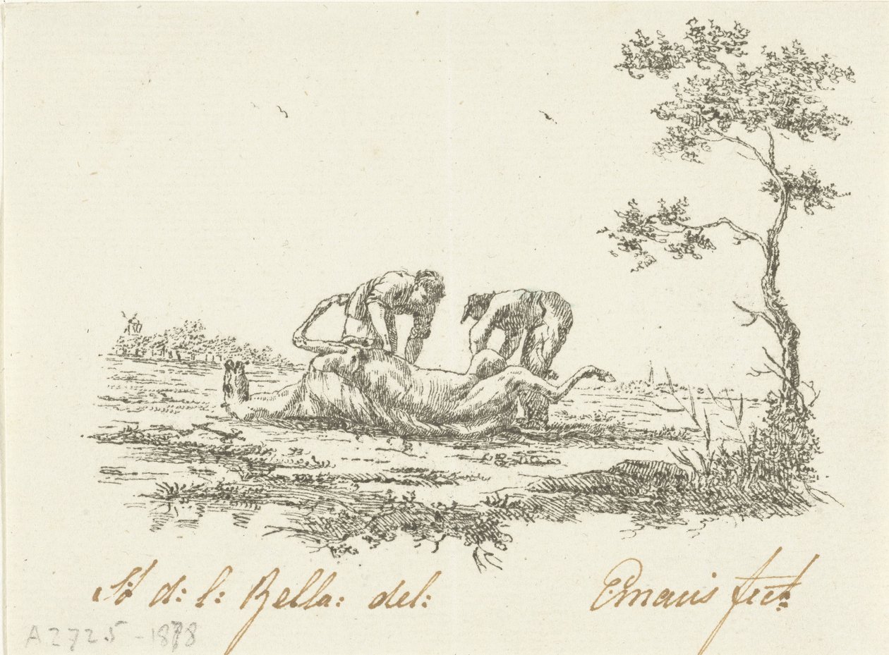 Twee paardenvilders door Gerardus Emaus de Micault (signed by artist)