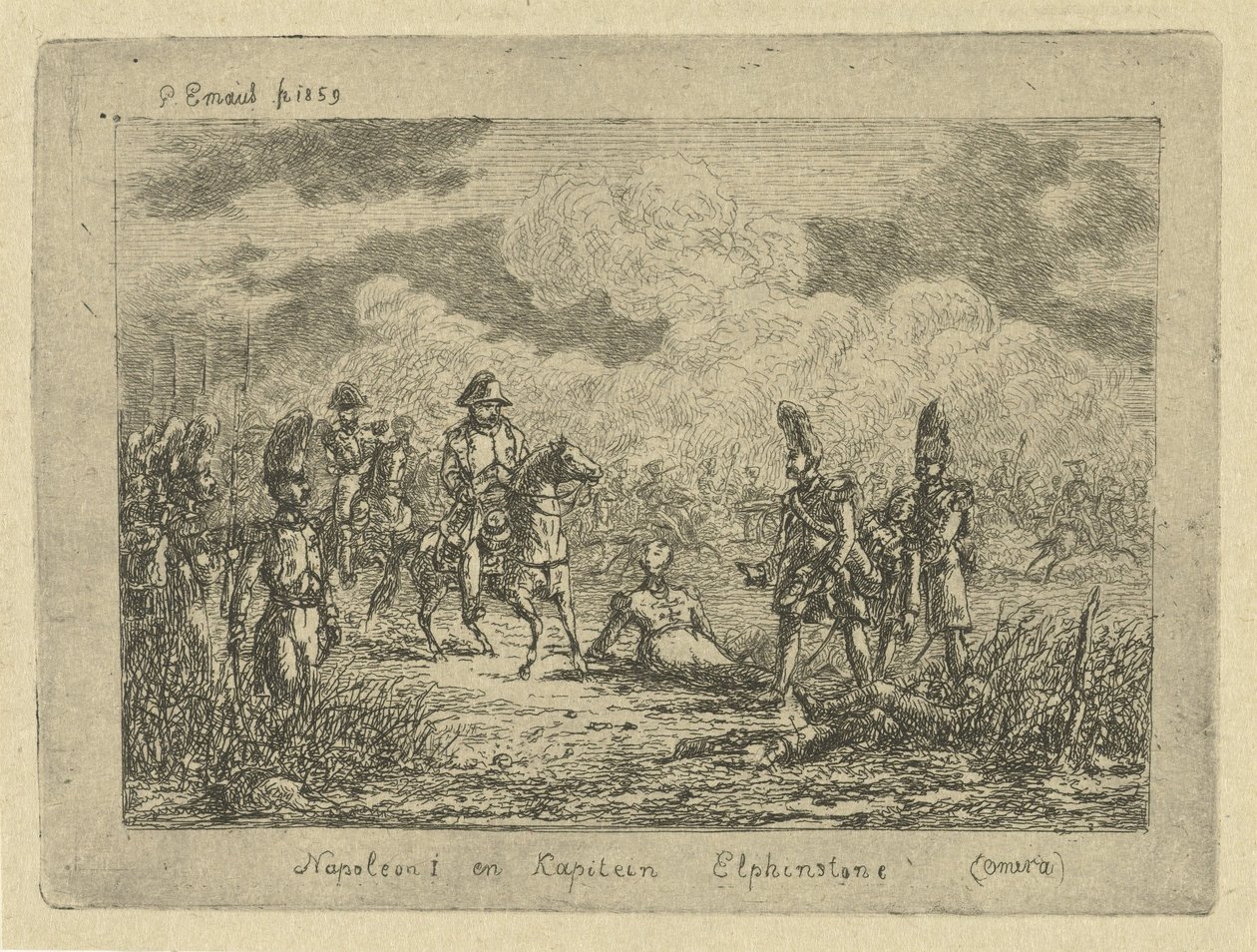 Napoleon bij gesneuvelde soldaten door Gerardus Emaus de Micault