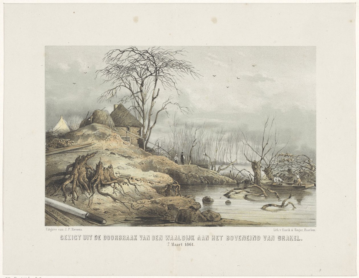 Doorbraak van de Waaldijk door Gerardus Johannes Bos