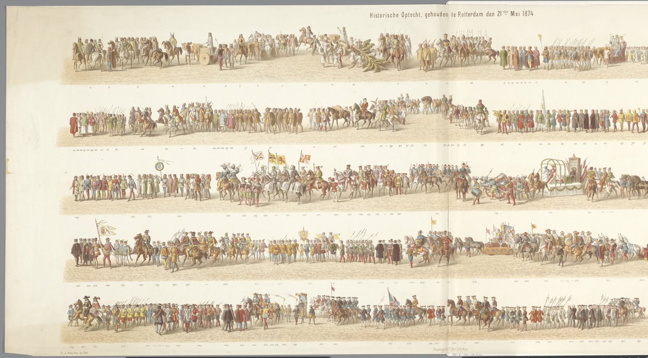 Historische optocht in Rotterdam door Gerardus Johannes Bos