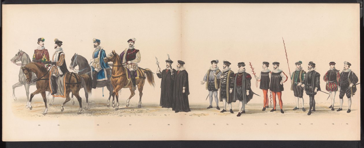 Maskerade van de Leidse studenten, 1870 (plaat 6) door Gerardus Johannes Bos