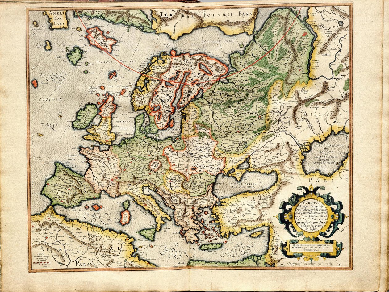 Atlas sive Cosmographicae Meditationes de Fabrica Mundi et Fabricati Fugura Europe: Livonia, Rusland door Gerardus Mercator