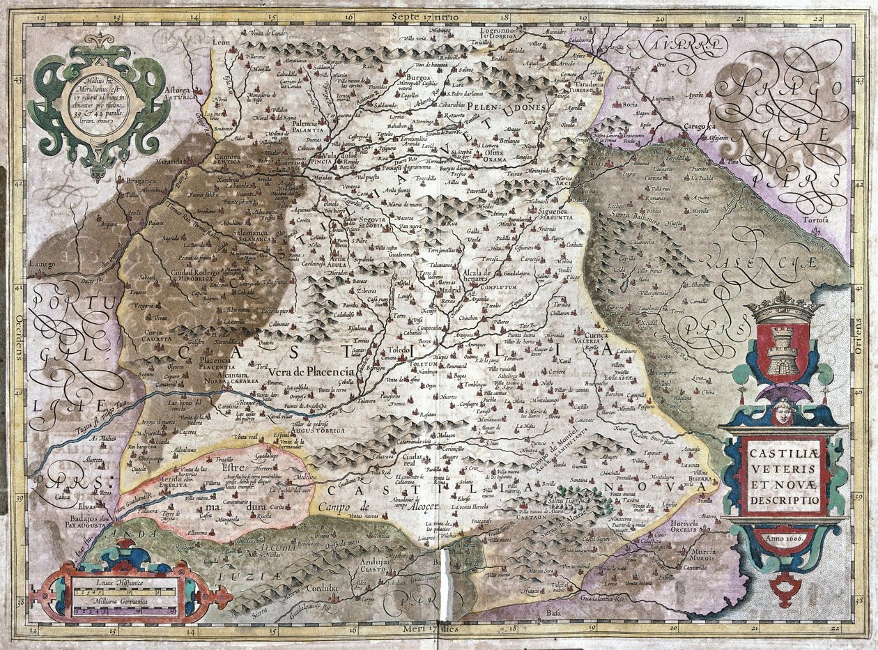 Castilië met Madrid en Toledo, Spanje door Gerardus Mercator