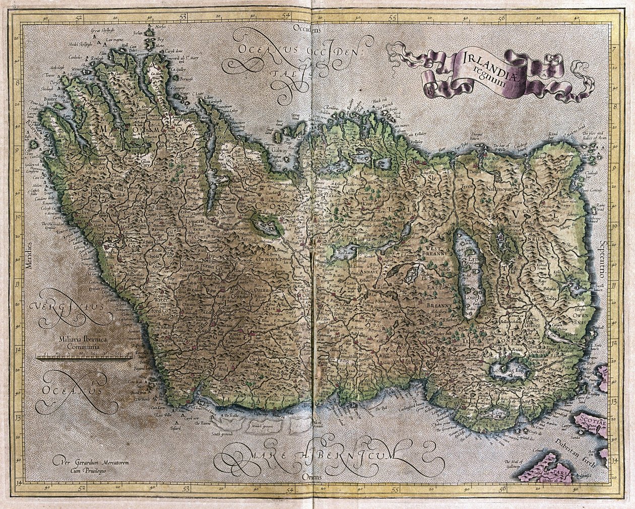 Ierland door Gerardus Mercator