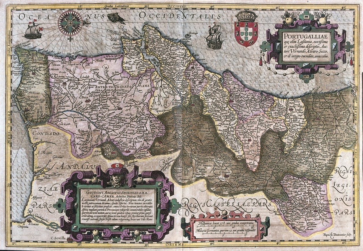 Portugal (gravure) door Gerardus Mercator