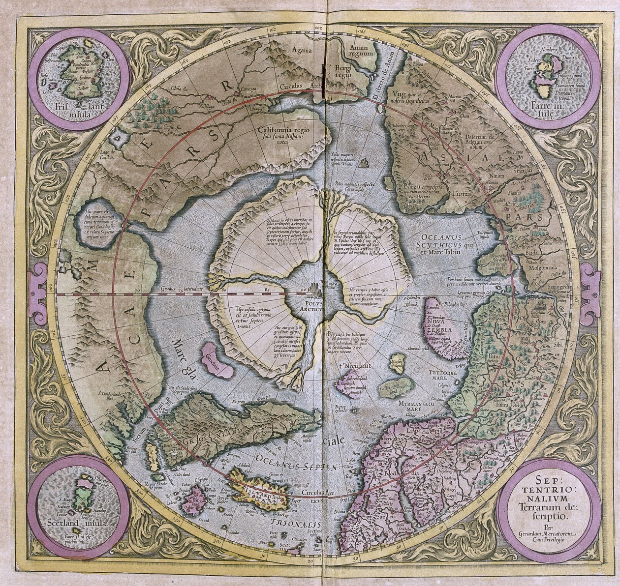 De Noordpoolgebieden door Gerardus Mercator