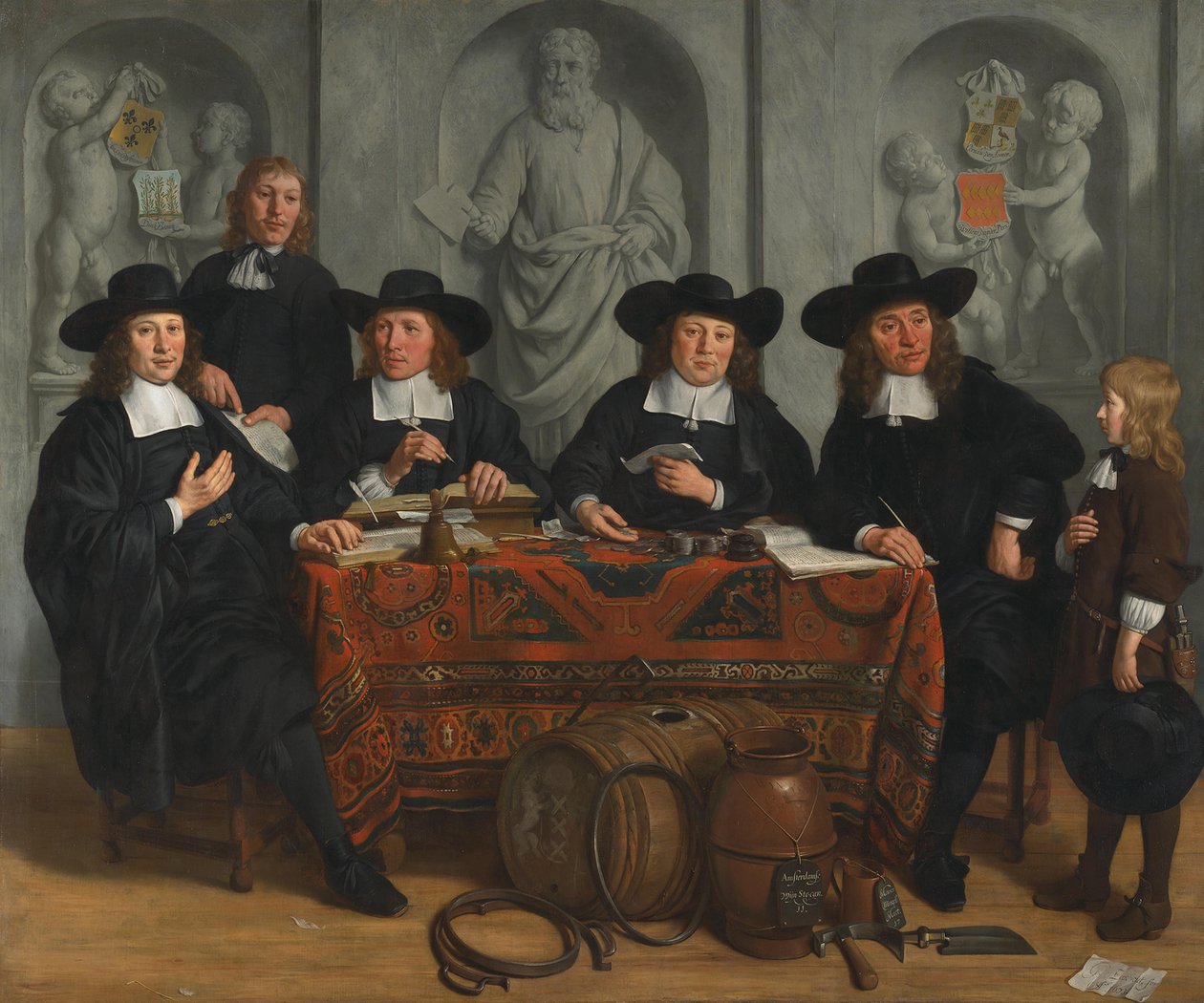 De overlieden van het Kuipers- en Wijnverlatersgilde door Gerbrand van den Eeckhout