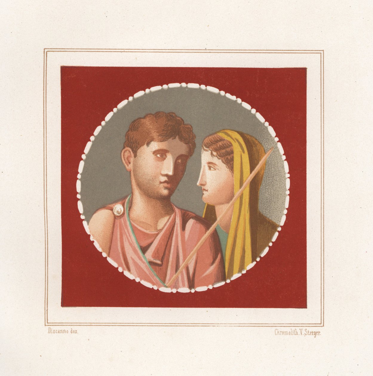 Portret van een man en vrouw uit een onbekend huis in Pompeii door Geremia Discanno