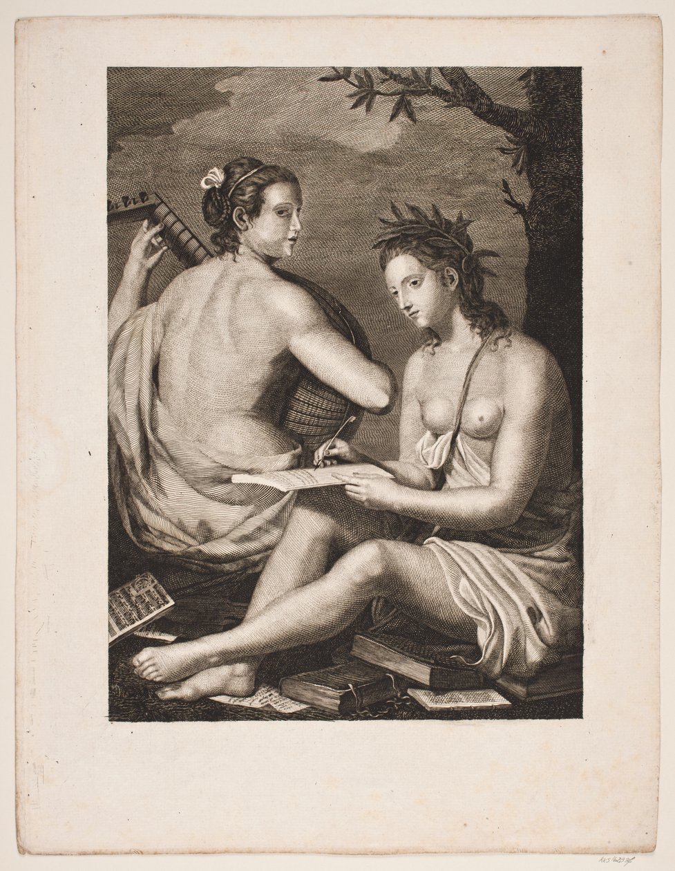 Terpsichore en Kalliope door Gerhard Ludvig Lahde
