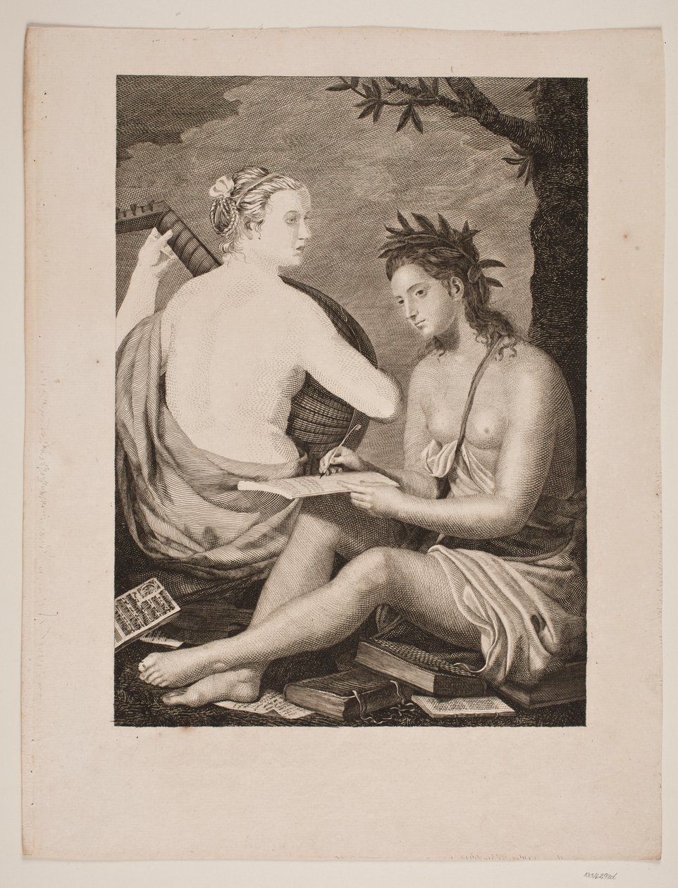 Terpsichore en Kalliope door Gerhard Ludvig Lahde