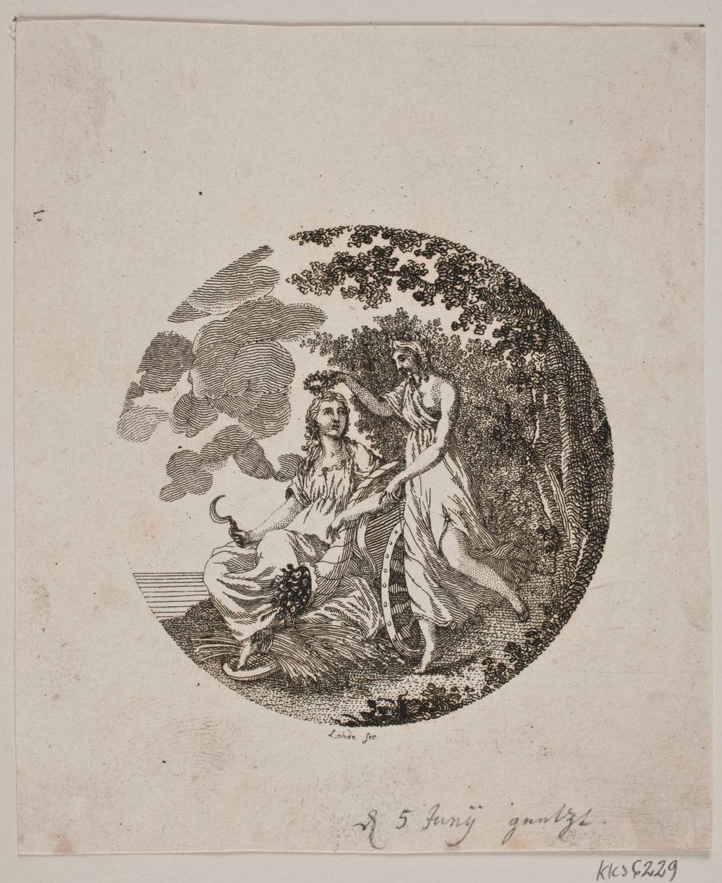 Titelvignet voor Flora van Denemarken en Holstein door Gerhard Ludvig Lahde