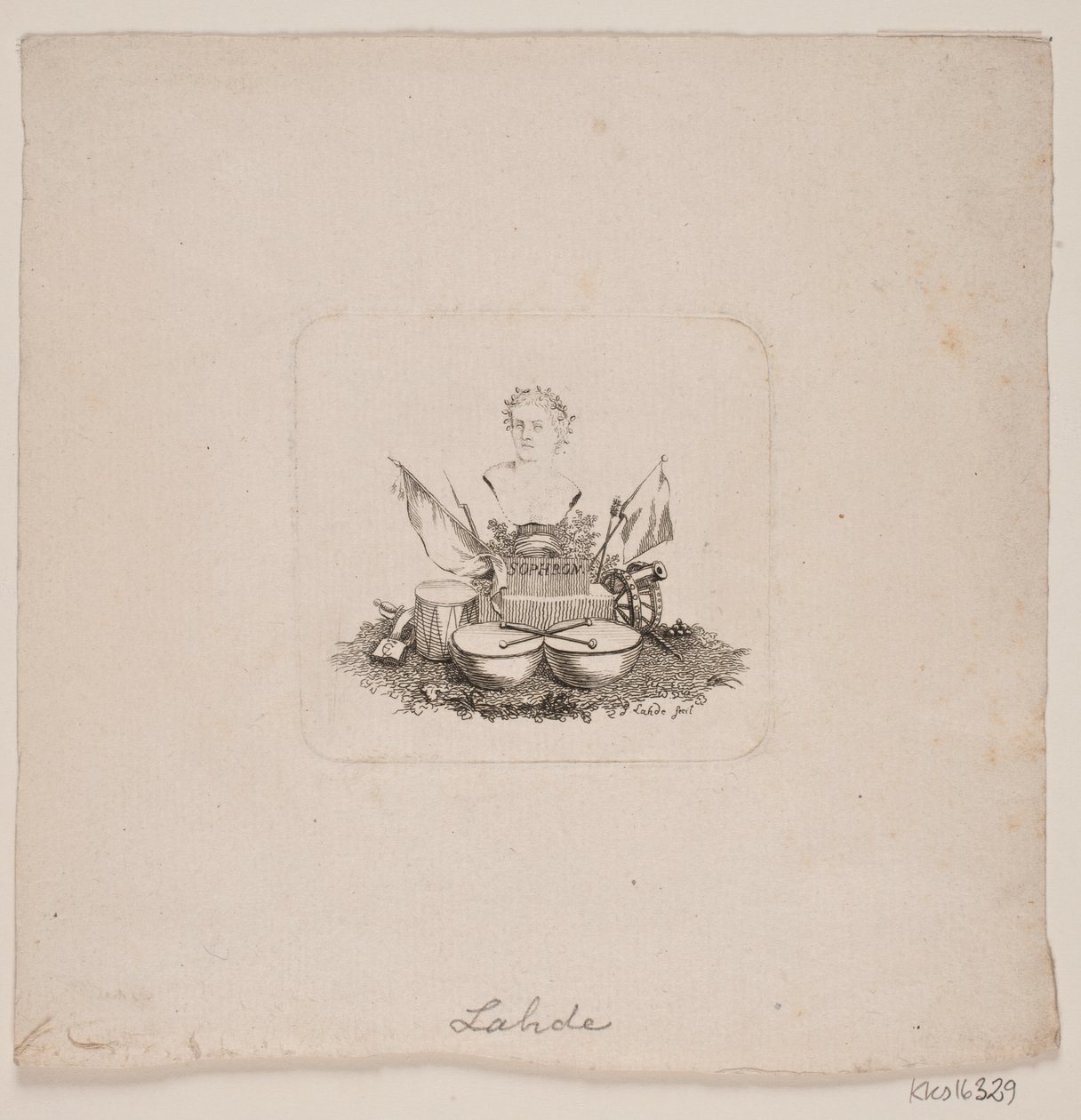 Vignet met buste van Sophron door Gerhard Ludvig Lahde