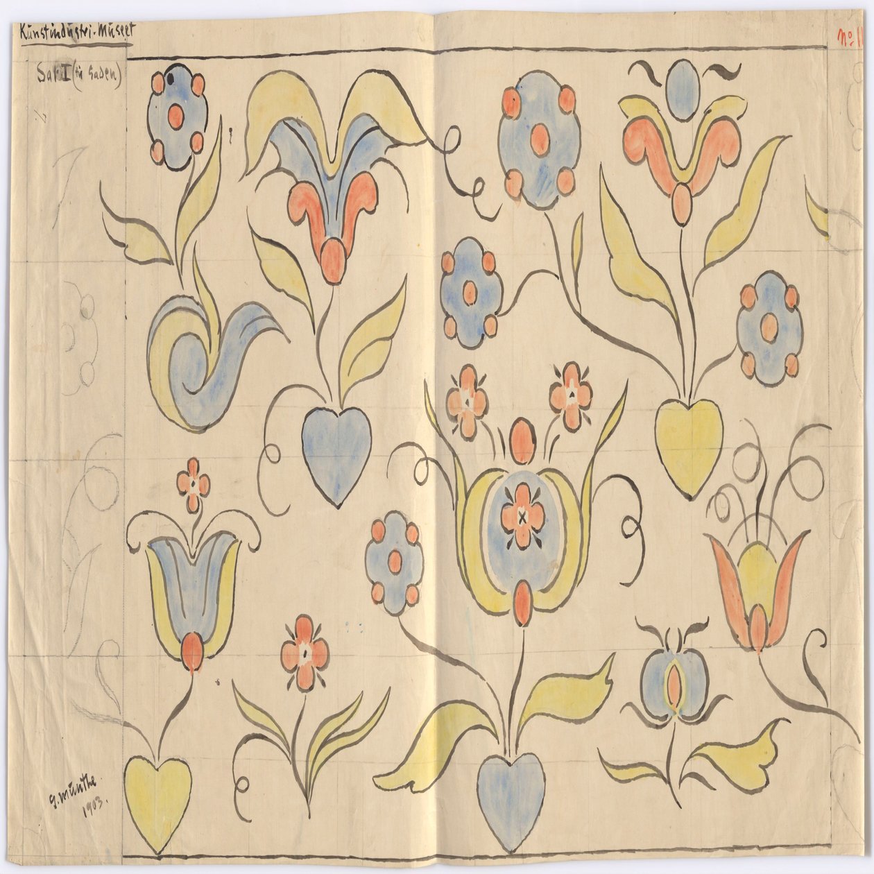 Kunstindustriemuseum Oslo: Zaal I (naar de straat). Blad nr. 11 door Gerhard Munthe