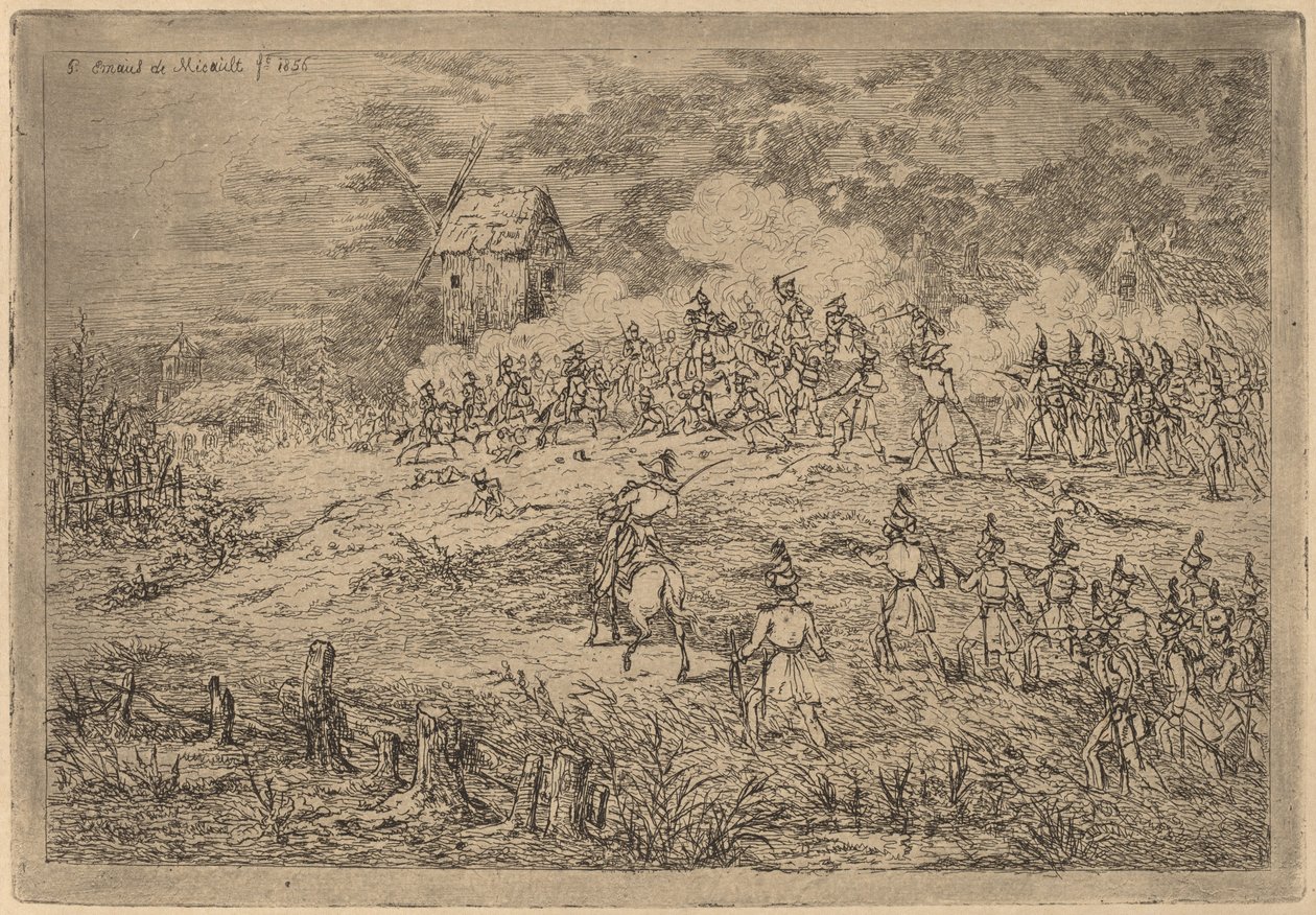 Aanval van de cavalerie door Gerhardus Emaus de Micault