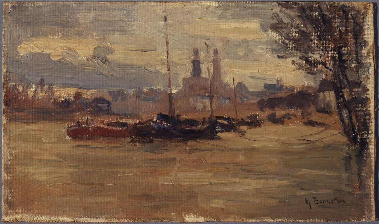 De Seine bij de Pont des Invalides (overstromingen van 1910) door Germain Eugene Bonneton