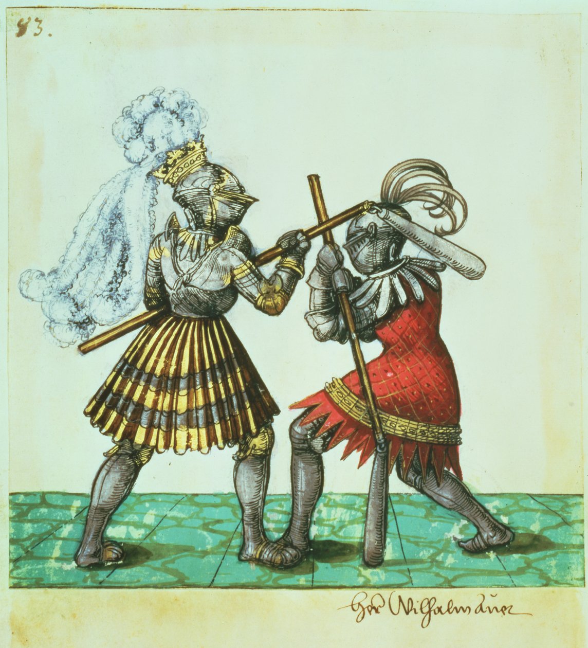 Keizer Maximiliaan I van Duitsland (1459-1519) in man-tegen-man gevecht door German School
