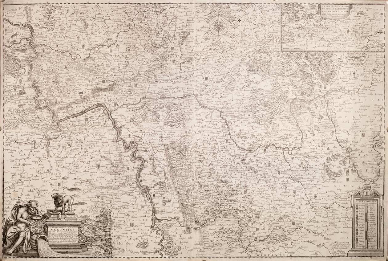 Kaart van het aartsbisdom en keurvorstendom Mainz, c. 1695 door German School