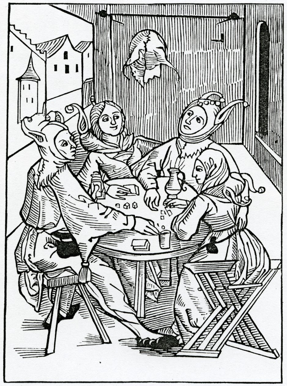 Van kaartspelers en dobbelstenen, illustratie uit Alexander Barclay