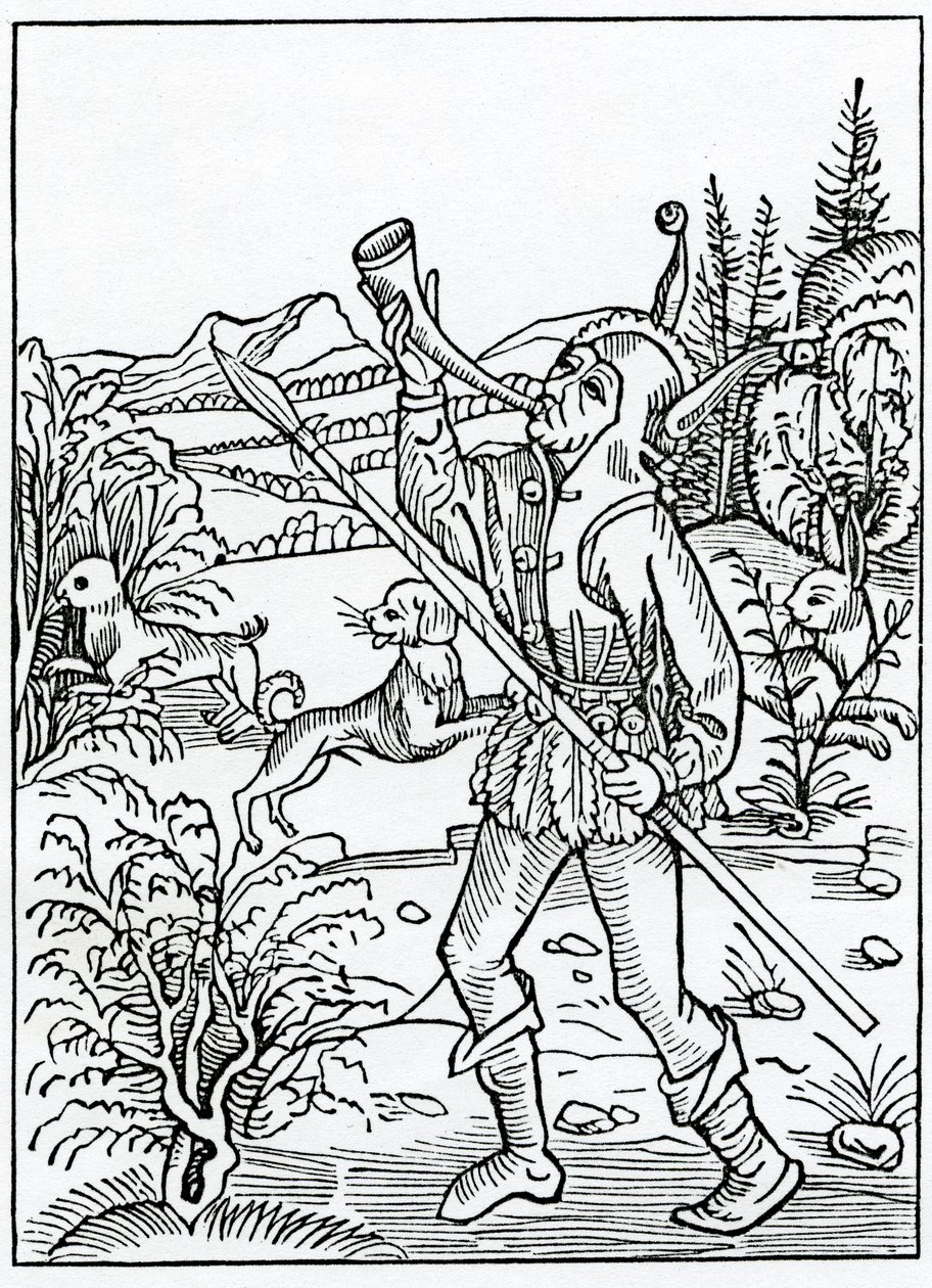 Van hem die twee meesters tegelijk wil dienen, illustratie uit Alexander Barclay