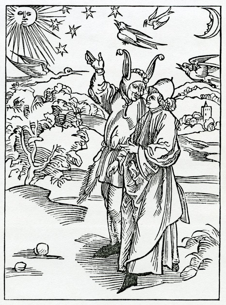 Over de ijdele genezing van Astronomie, illustratie uit Alexander Barclay