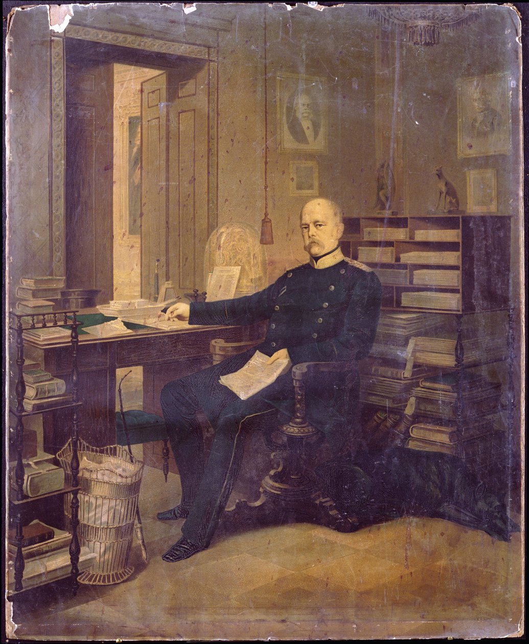 Otto von Bismarck in zijn studeerkamer door German School