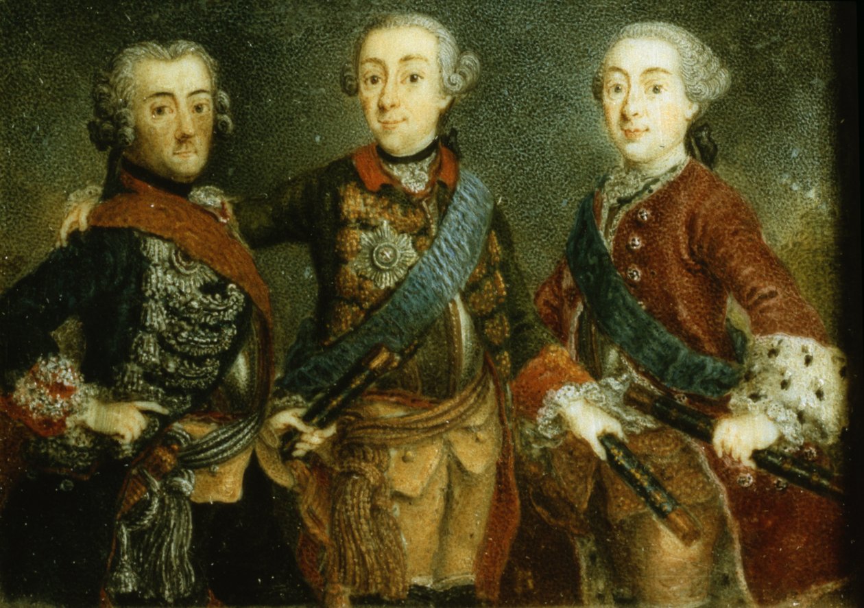 Paul, Frederik II en Gustaaf Adolf van Zweden door German School