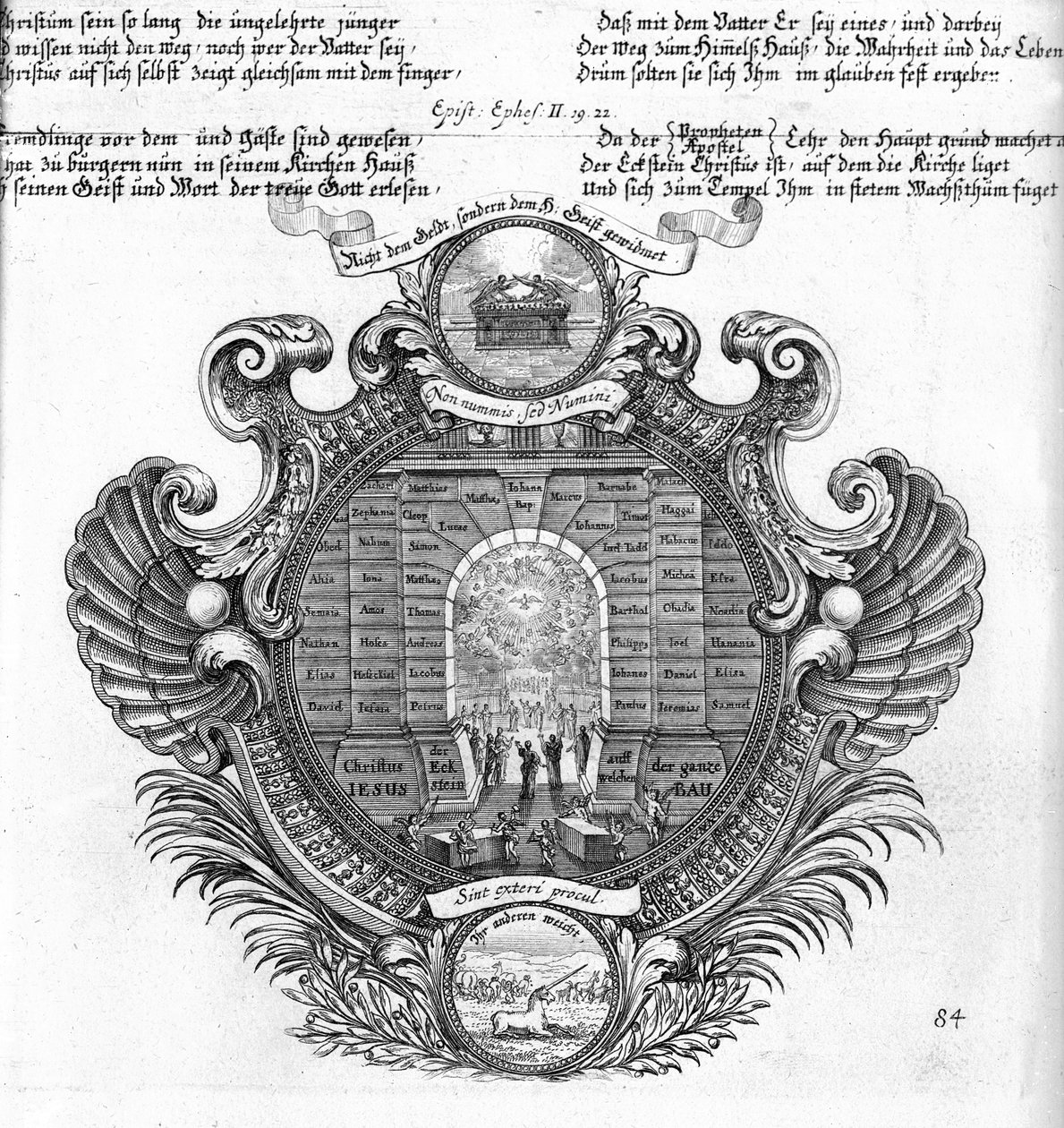 Beeldende voorstelling van de brief van Paulus aan de Efeziërs 2. 19-22 door German School
